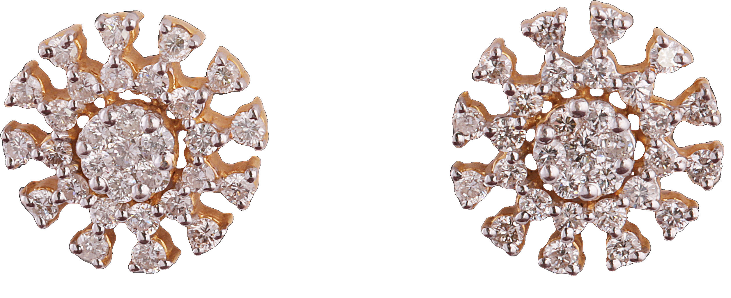 Er2531 - Yellow Gold Diamond Cluster Earrings (2986x2987), Png Download