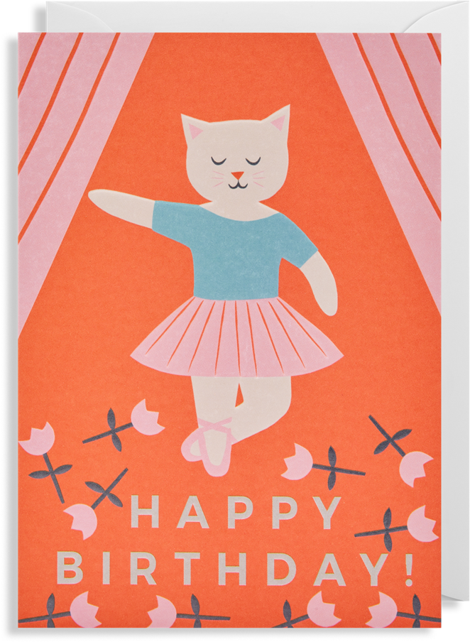 Happy Birthday Cat Card By Naomi Wilkinson Lagom Design - Illustration (956x1024), Png Download