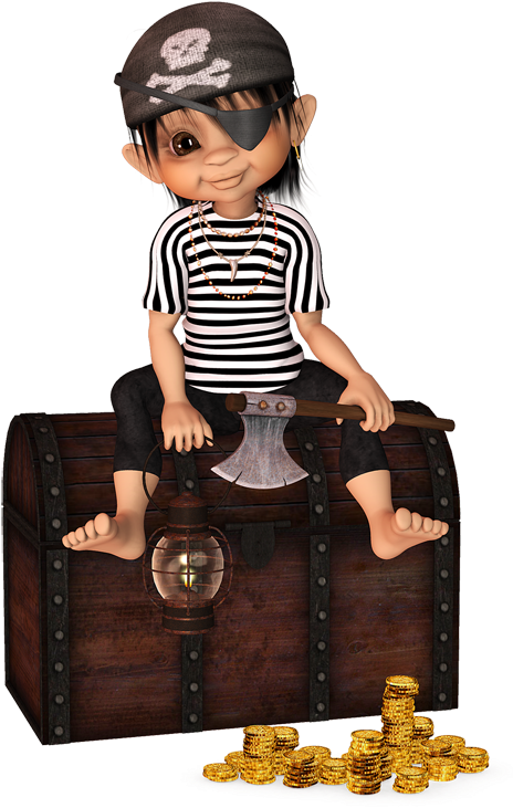 Alfabeto De Nio Pirata Sentado Sobre El Cofre Del Tesoro - Figures Psp Tubes (500x760), Png Download