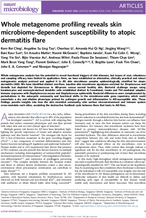 Whole Metagenome Profiling Reveals Skin Microbiome-dependent - Document (600x785), Png Download
