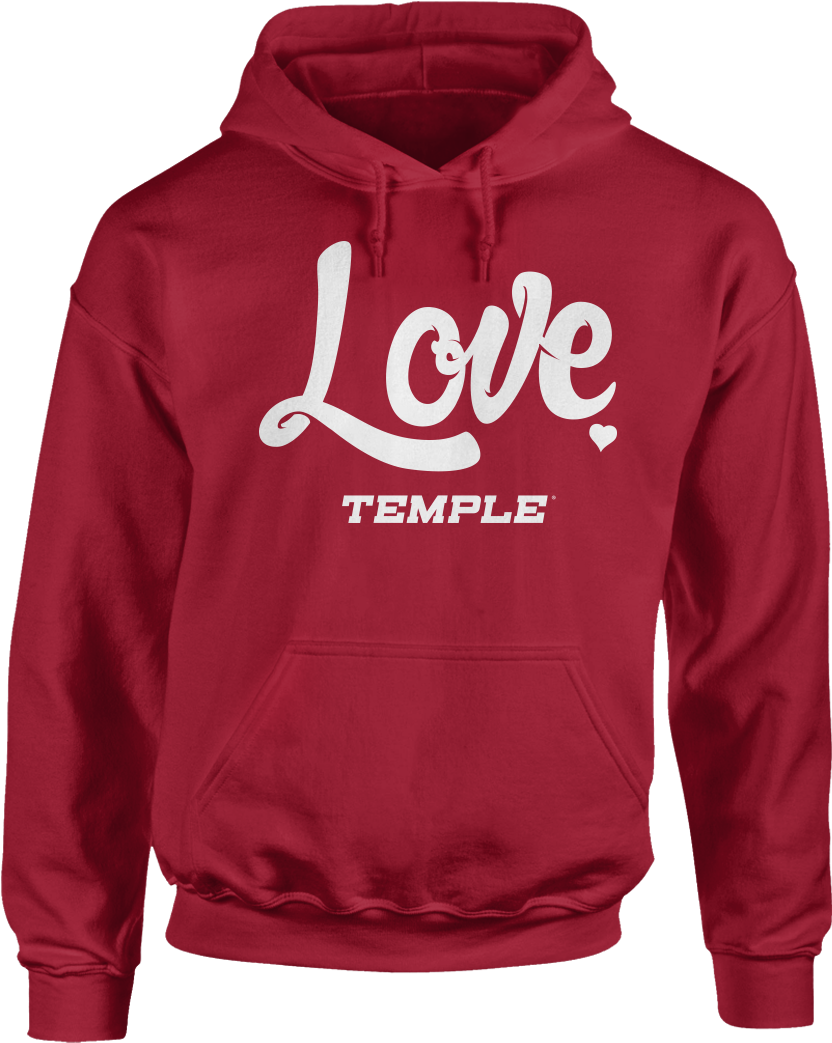 Love Temple University - Red White Hoodie (900x1089), Png Download