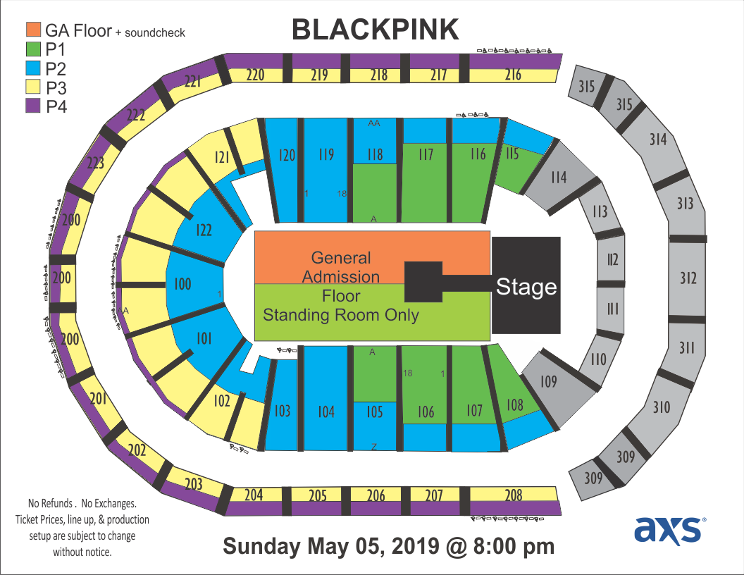 Seating View Seating - Blackpink Atlanta Ticket Prices (1056x816), Png Download