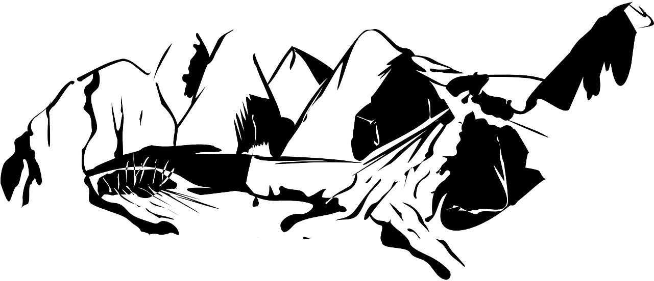 Landscape Mountain Mountains - Clip Art Black And White Mountain (1280x640), Png Download