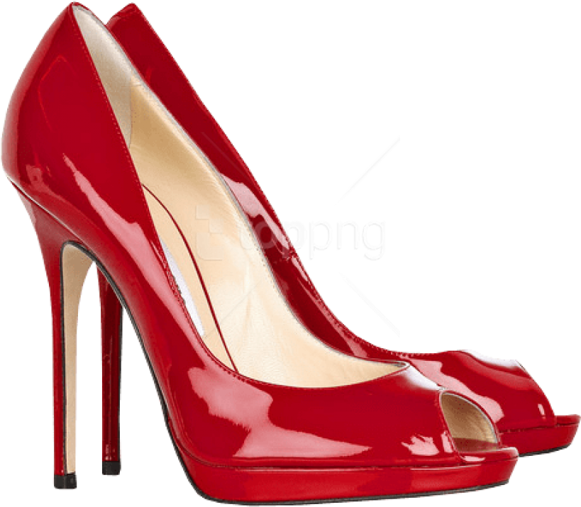 Free Png Red Female Heels Png Images Transparent - Jimmy Choo Red Peep Toe Pumps (850x806), Png Download