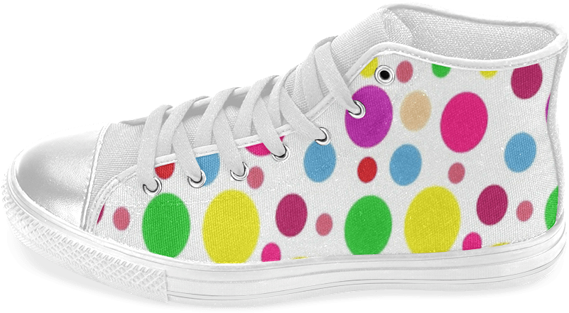 Colored Polka Dots Women' Classic High Top Canvas Shoes - Polka Dot (1000x1000), Png Download