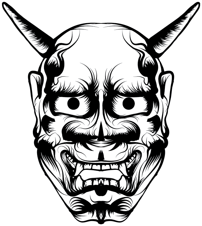 Drawn Mask Horse - Hannya Mask Illustration (670x752), Png Download