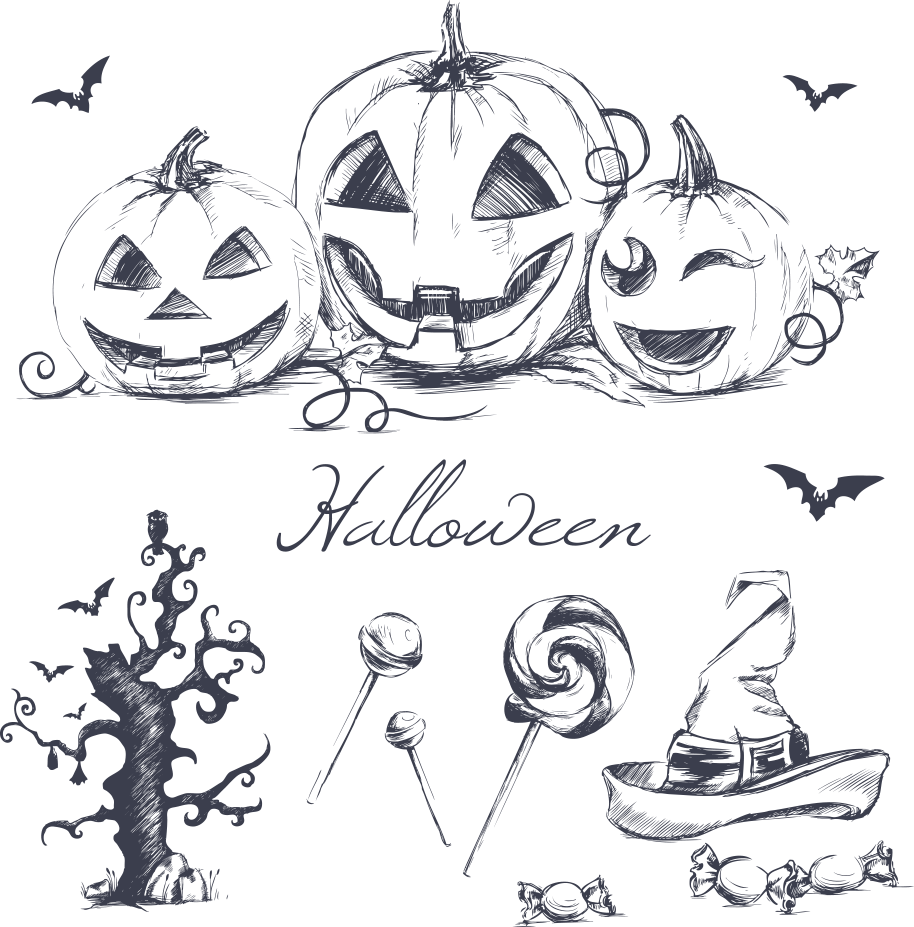 914 X 927 3 - Halloween Pictures For Drawing (914x927), Png Download