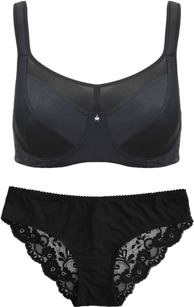 Black Lace Bikini Brief Set Seta15 2018bikinibrief - Black Strapless Bra Png (800x741), Png Download