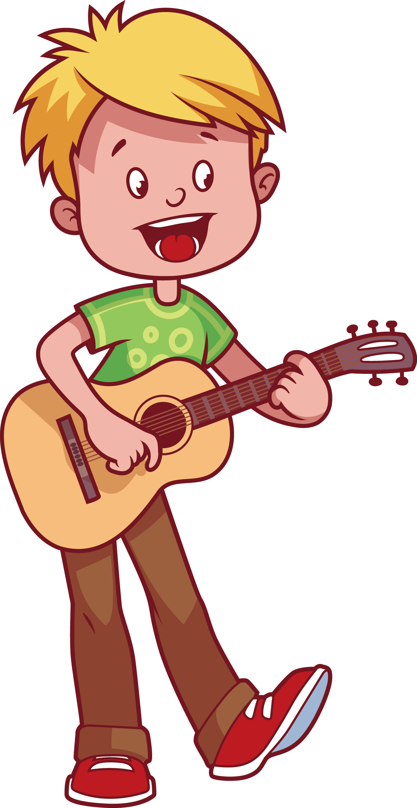 Boy Playing Guitar Clipart - Play Guitar Cartoon Png (1420x2749), Png Download