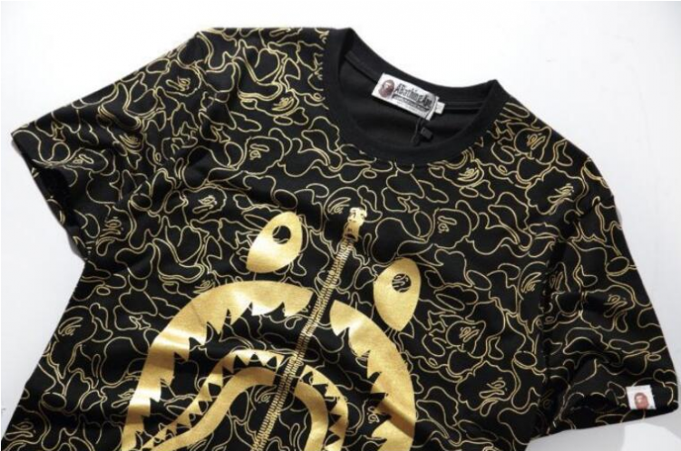 Bape 0117 1616 Men's Gold Shark Jaw A Bathing Ape Black - Cardigan (750x750), Png Download