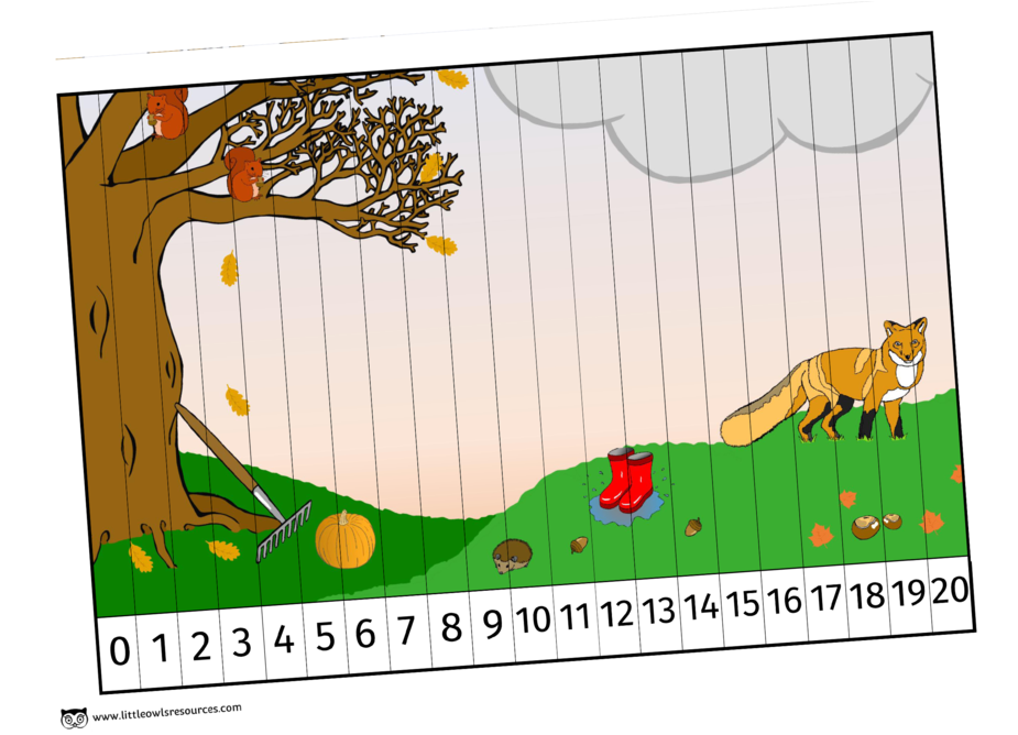 Autumn Number Slice Puzzle Activity/game 0-20 - Activity Of Autumn Season (1000x667), Png Download