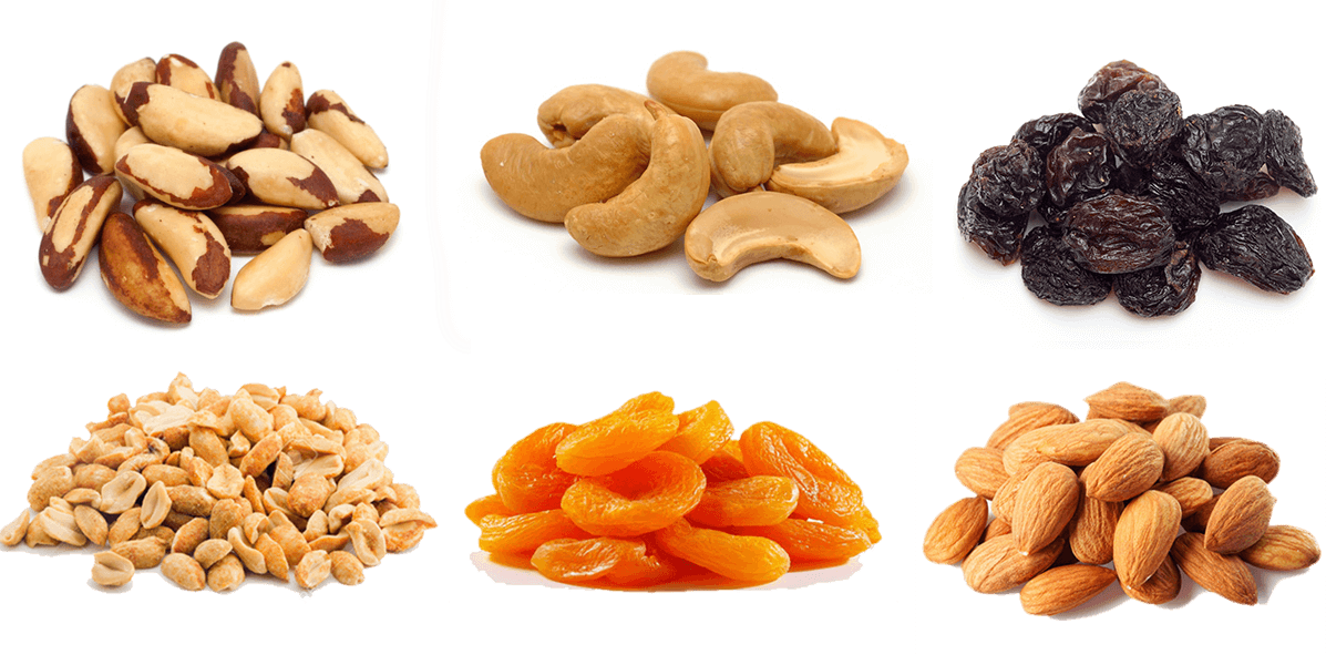 Frutas Secas - Tipos De Frutas Secas (1197x591), Png Download