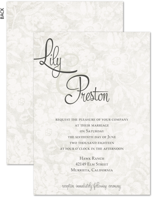 Wedding Invitation With Soft Grey Lacy Floral Background - Document (570x760), Png Download