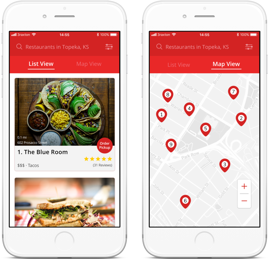 Yelp's Current Mobile Web List/map Interface Gets The - Iphone (1142x1068), Png Download