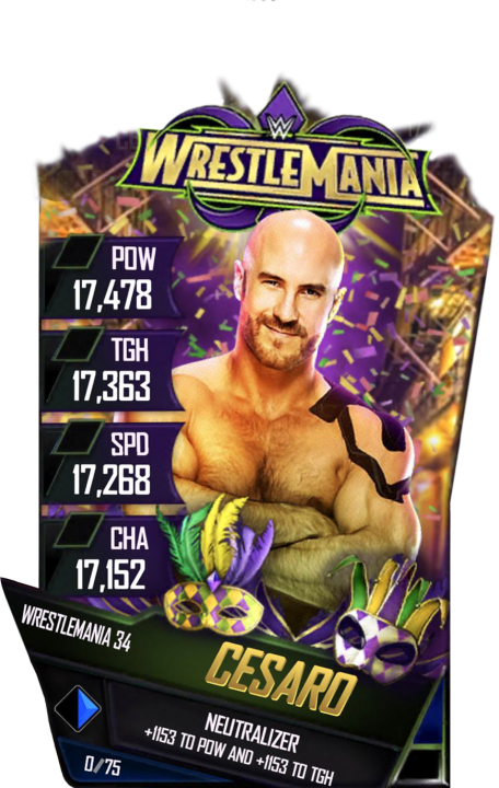 Cesaro S4 19 Wrestlemania34 - Wwe Supercard Mandy Rose (456x720), Png Download