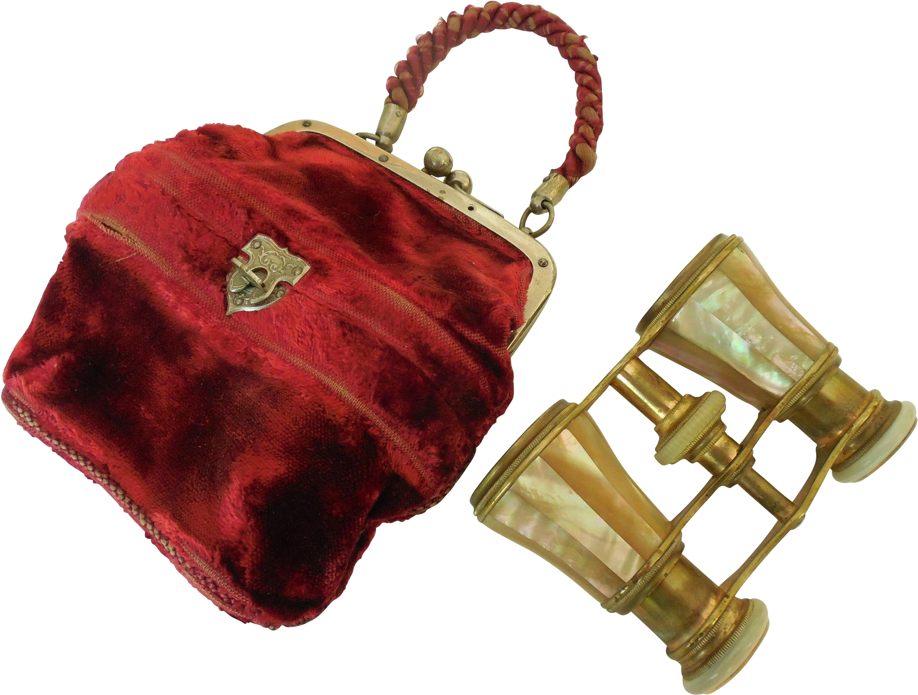 Antique French Gold Lip Mother Of Pearl Opera Glasses - Coin Purse (1858x1858), Png Download