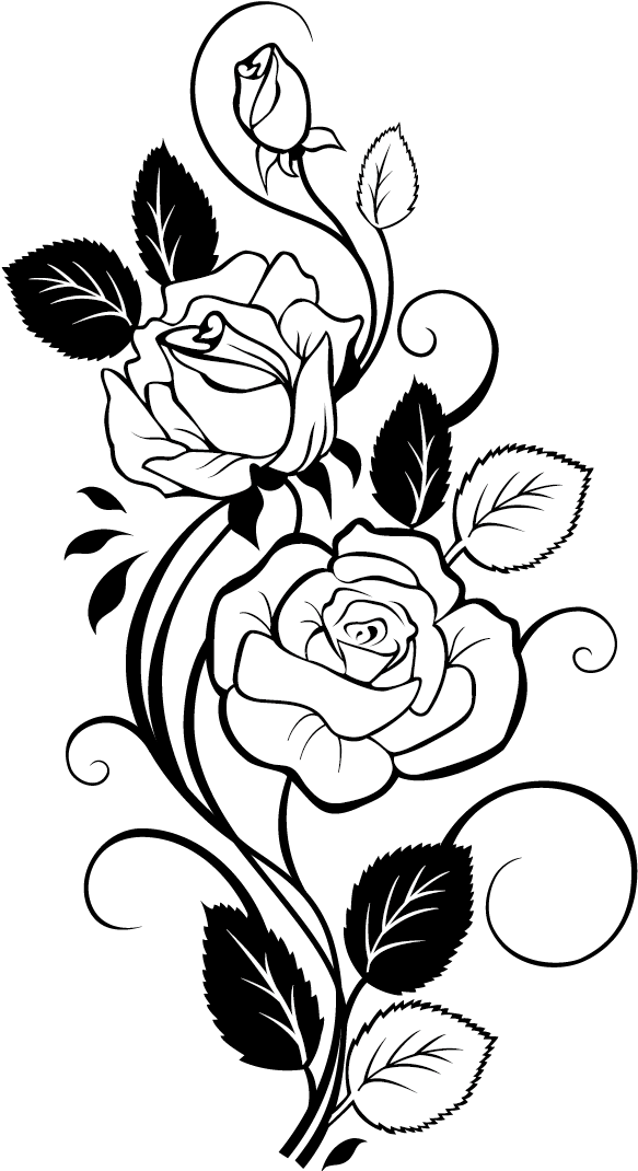Lemon Drawing Vine - Flower Art Black And White (700x1225), Png Download