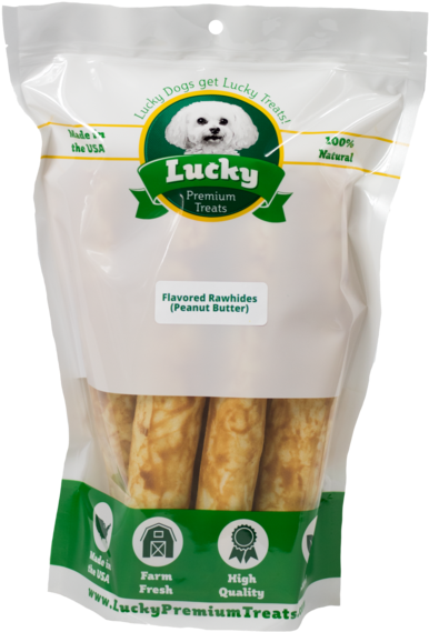Lucky Premium Treats Peanut Butter Flavored Rawhide - Jerky Bits (600x600), Png Download