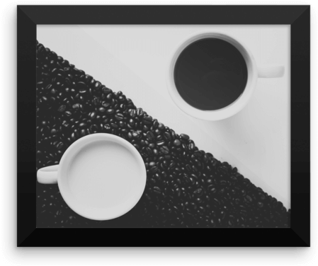 Black & White Coffee Cup Poster (600x600), Png Download
