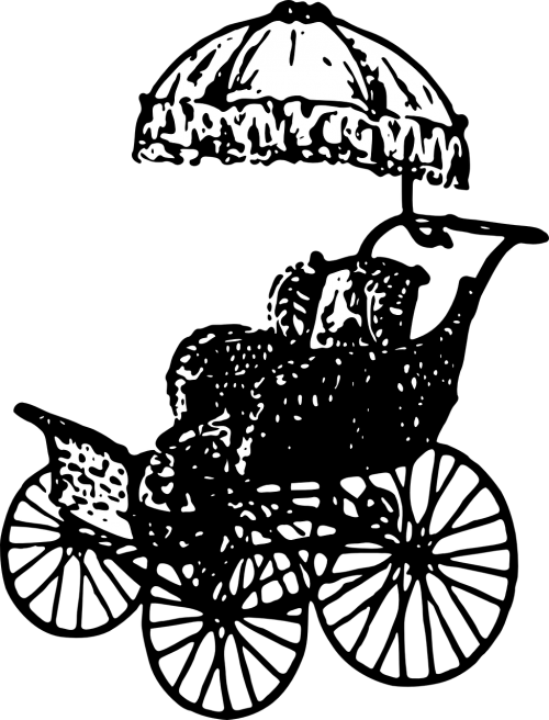 Baby - Baby Carriage Vintage Png (500x656), Png Download