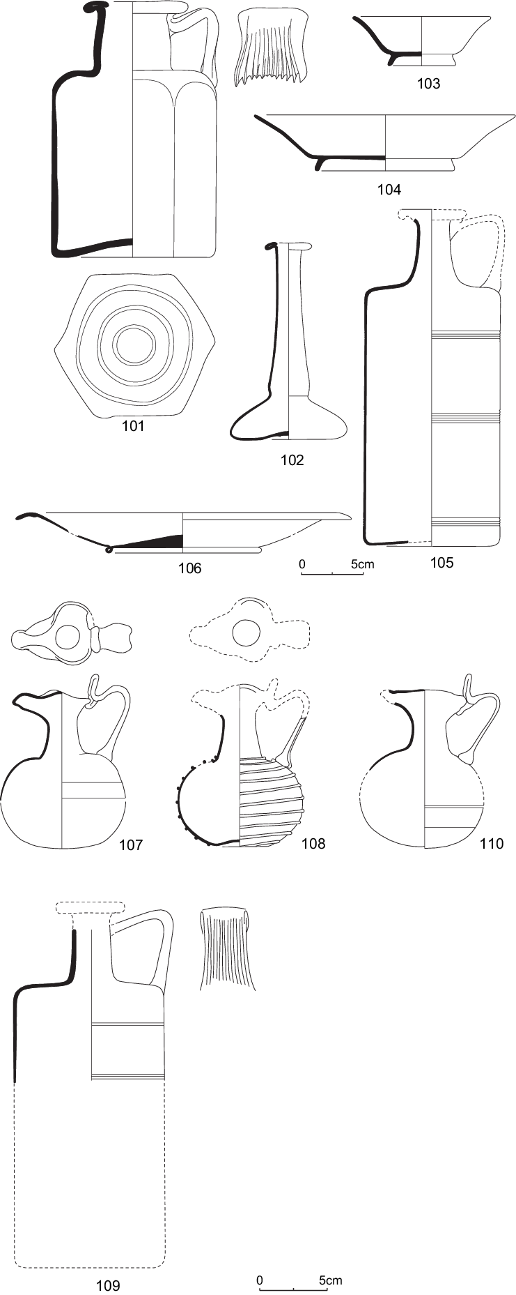Drawings Of Typical Glass Objects From The Bocholtz - Drawing (741x1857), Png Download