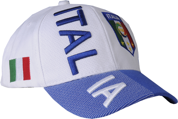 White Italia 3d Embroidery Hat - Baseball Cap (800x546), Png Download