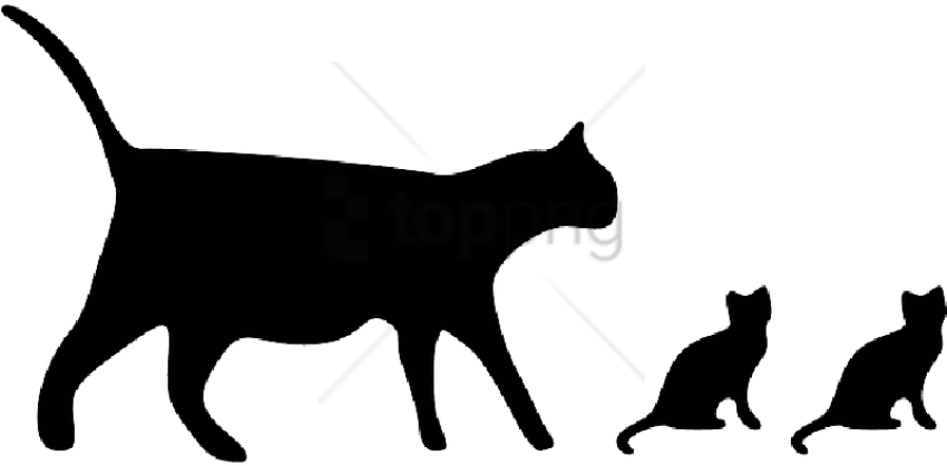 Free Png Download Cat Icon Png Images Background Png - Cat With Kittens Silhouette (850x419), Png Download
