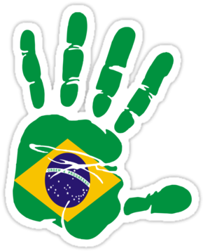 Fresh Brazil Clipart Brazil Flag Clip Art Clipart Best - Hand Print Clip Art Black And White (375x360), Png Download