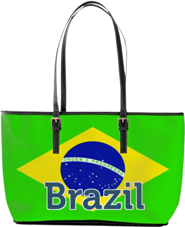 Brazil Flag Large Leather Tote - Brazil Flag (372x480), Png Download
