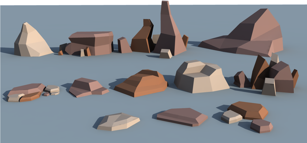 Browm Rocks Greenish Rocks Grey Rocks - Rock Maya Low Poly (1280x720), Png Download