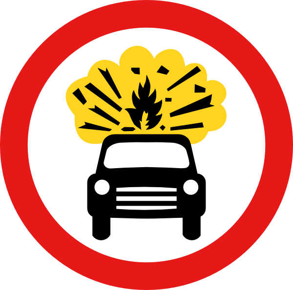 Road Signs Car Explosion Kaboom Svg Clip Arts 600 X (600x595), Png Download