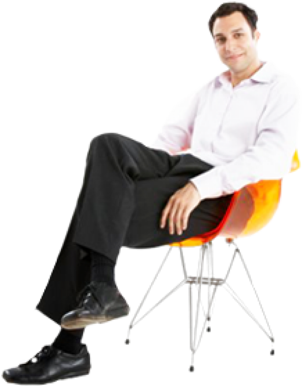 Sitting Man Png Free Download - Sitting In Chair Png (600x767), Png Download