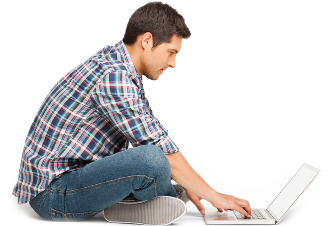 Laptopman - Man On Laptop Png (663x478), Png Download