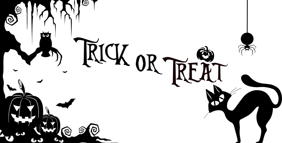 Trick Or Treat Silhouette - Trick Or Treat Pdf (900x458), Png Download