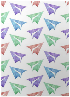 Seamless Watercolor Pattern With Paper Planes Colorful - Watercolor Painting (400x400), Png Download
