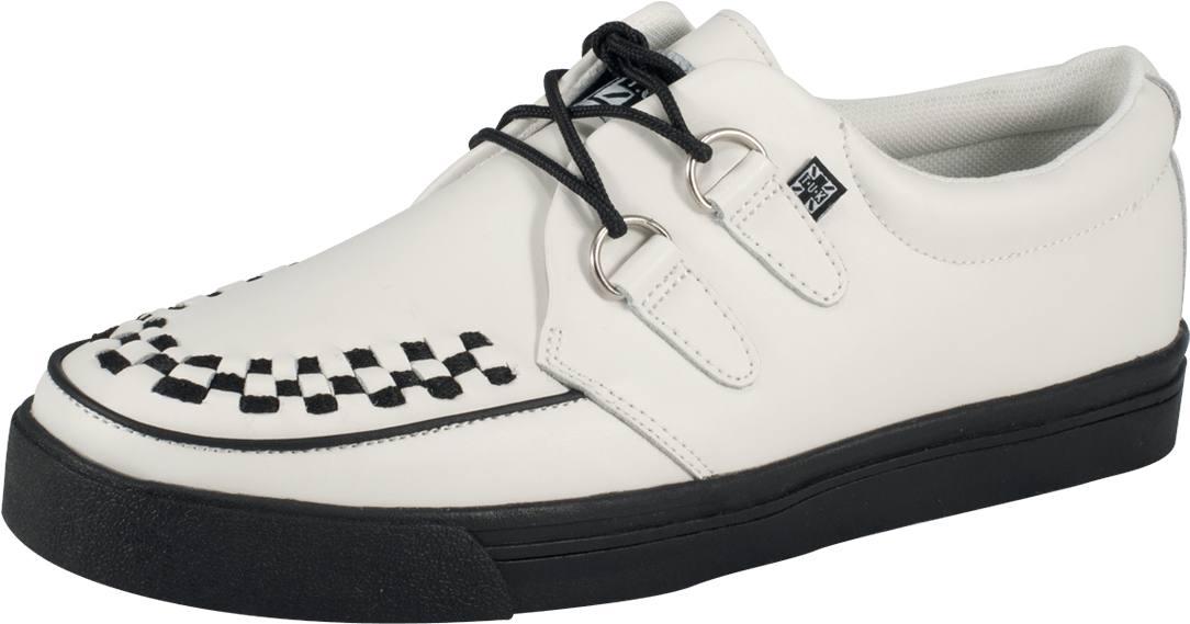 White Leather Creeper Sneakers - T.u.k. Original Footwear Leather 2-ring Sneakers (1096x876), Png Download
