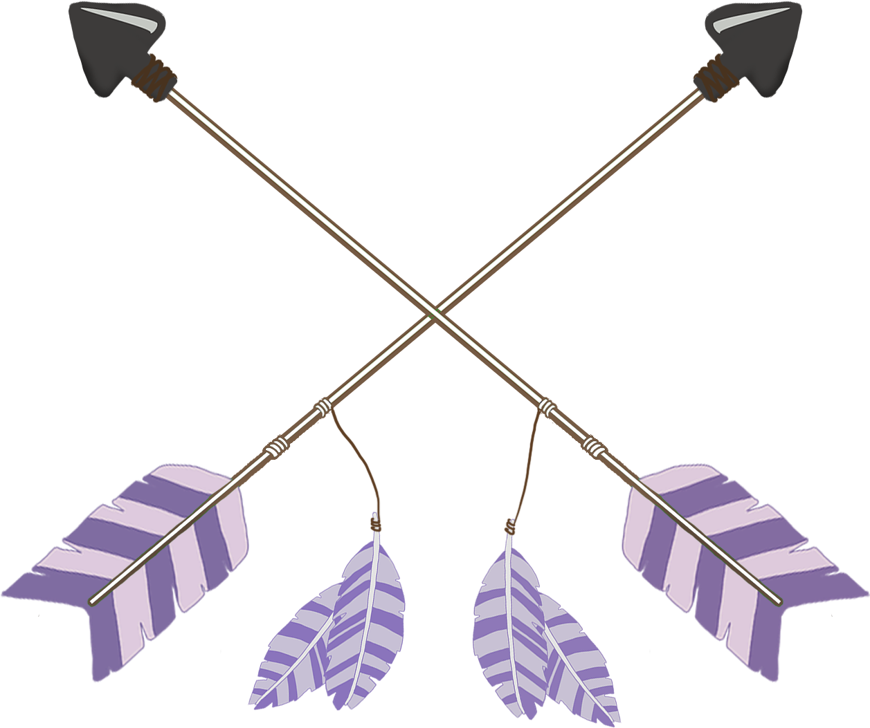 Tribal Arrows Purple Crossed - Feather Clip Art (1413x1299), Png Download
