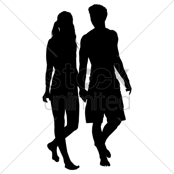 Couple Walking Silhouette Clipart Silhouette Clip Art - Silhoutte Of A Couple Walking (600x600), Png Download