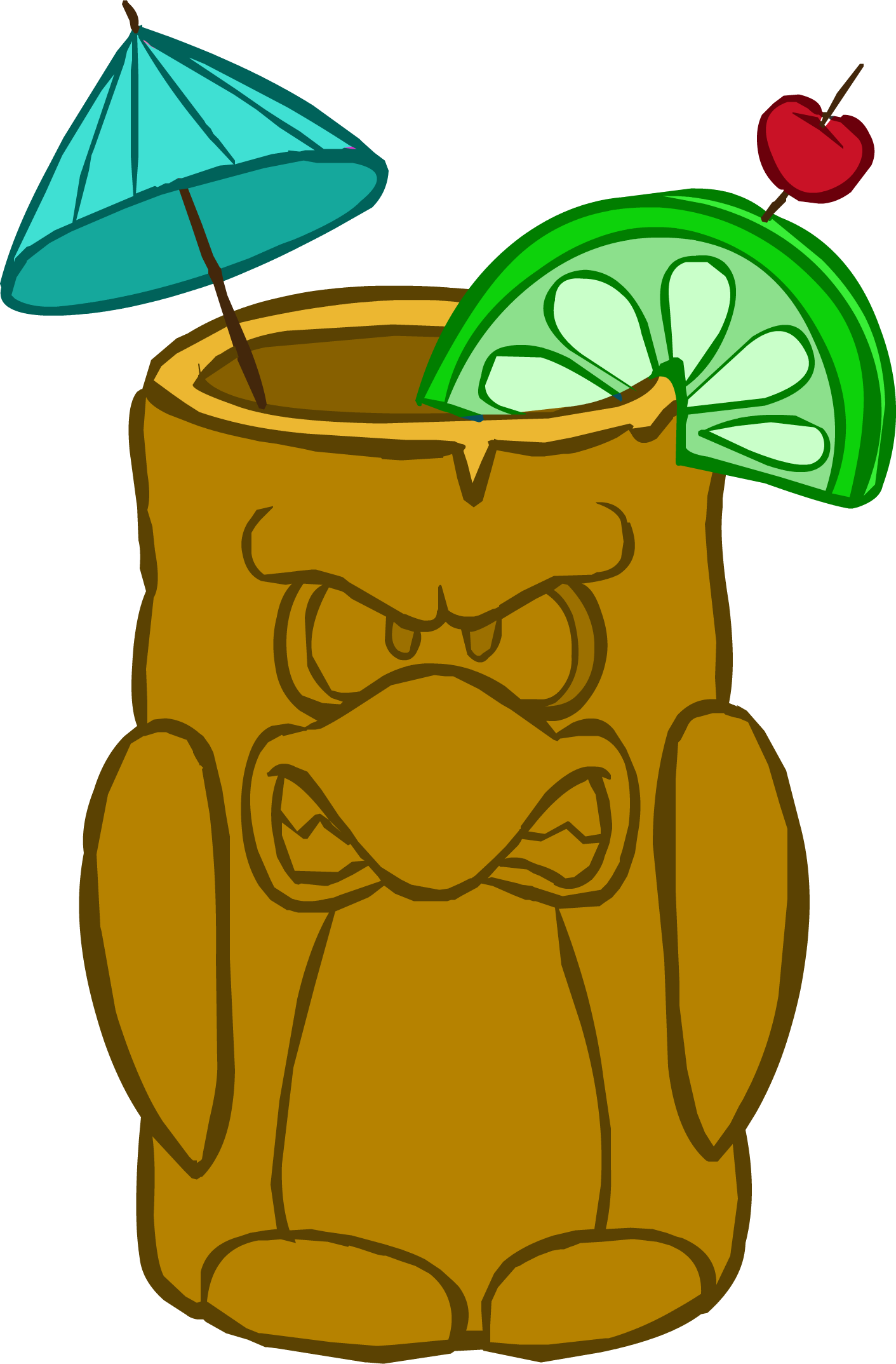 Brown Tropical Cup Icon - Club Penguin Tropical Cup (1411x2147), Png Download