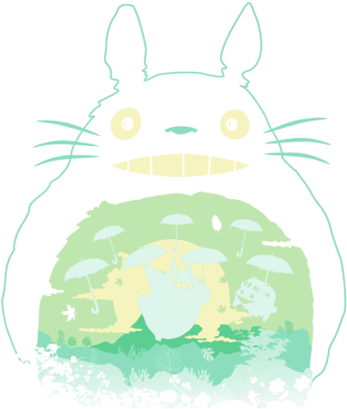 Totoro And His Umbrella - Illustration (571x495), Png Download