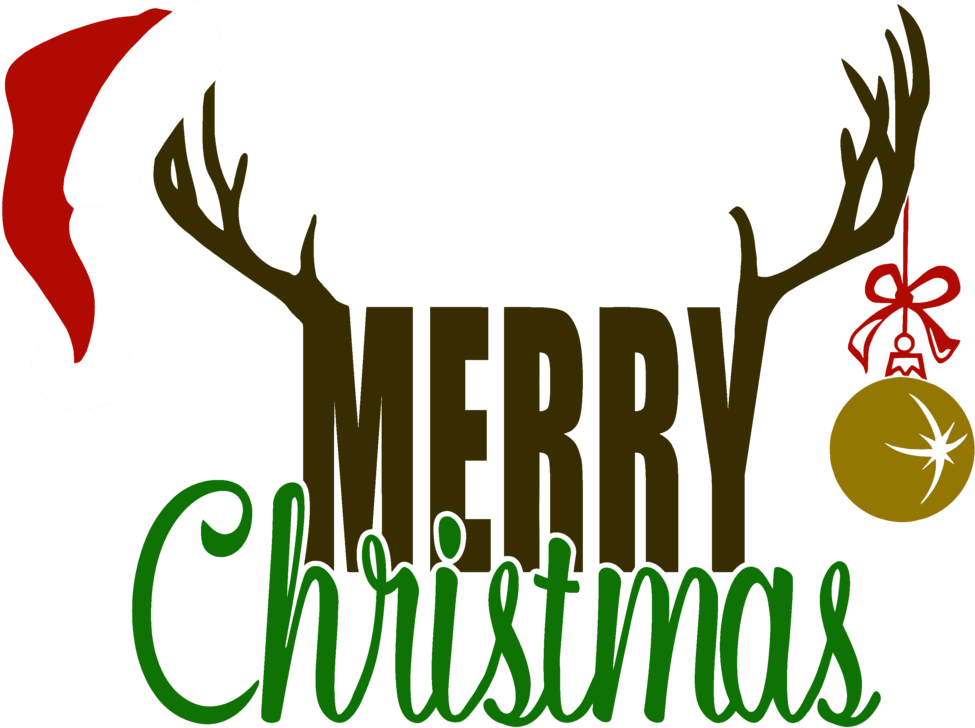 Merry Christmas Antlers (1000x740), Png Download