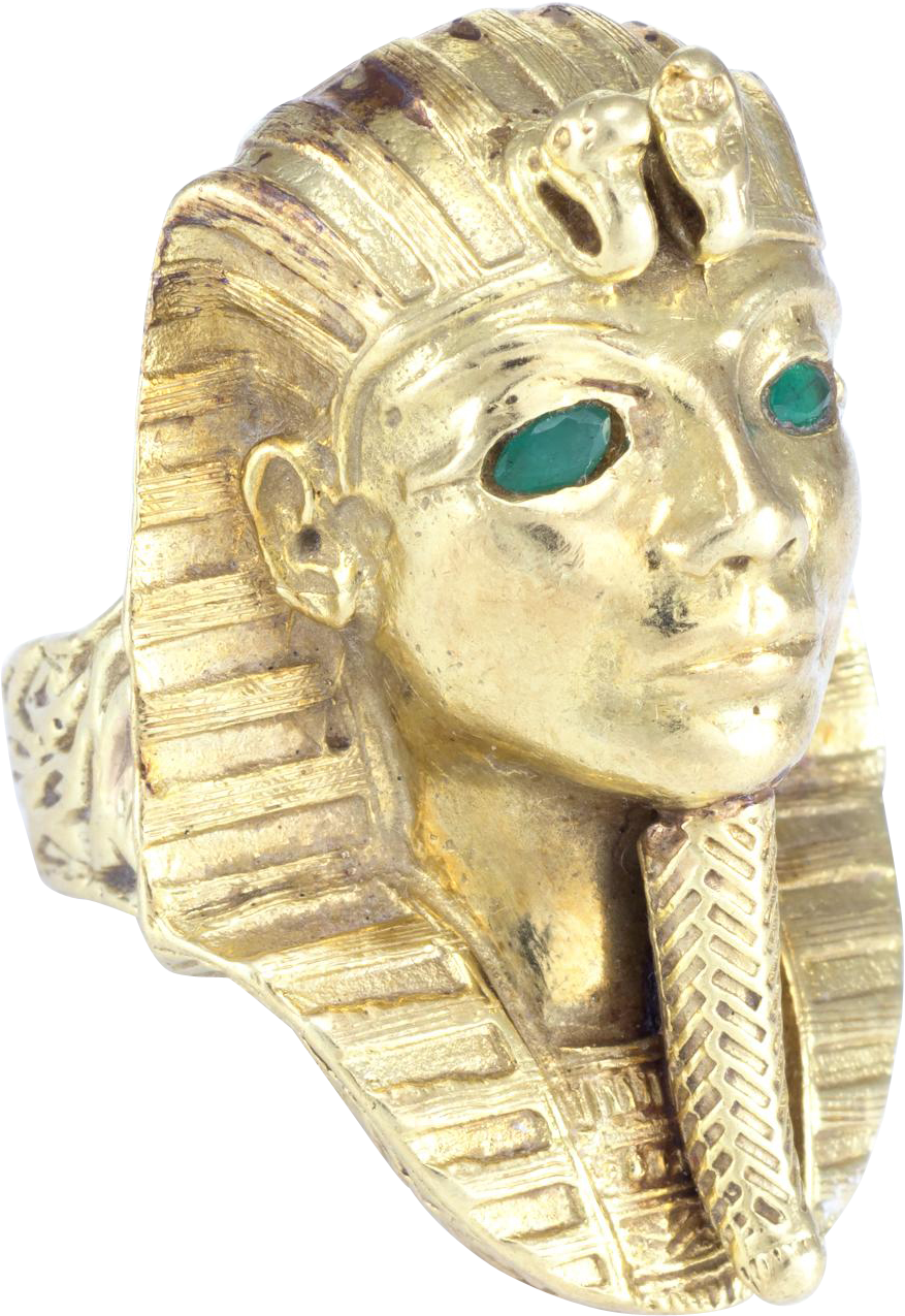 Egyptian Pharaoh King Tut Bust Ring Vintage 14 Karat - Ring (1274x1274), Png Download