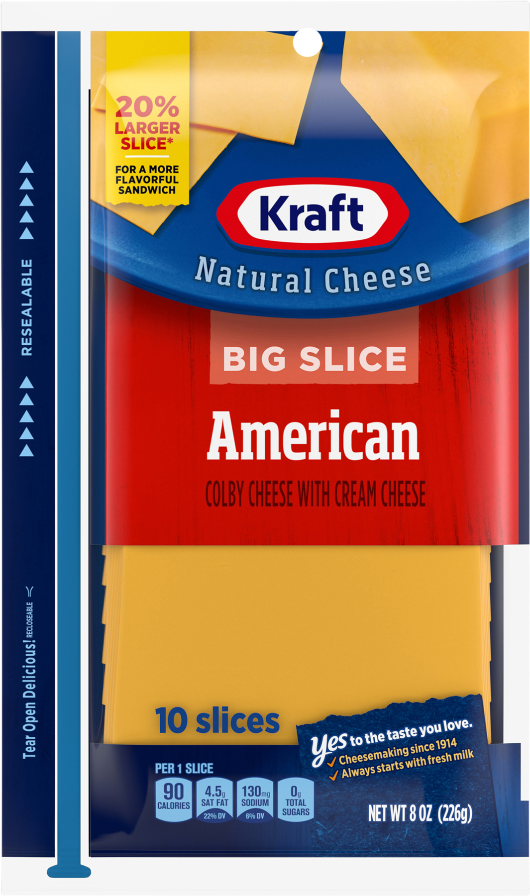 Kraft Big Slice Colby Cheese With Cream Cheese American, (1800x1800), Png Download