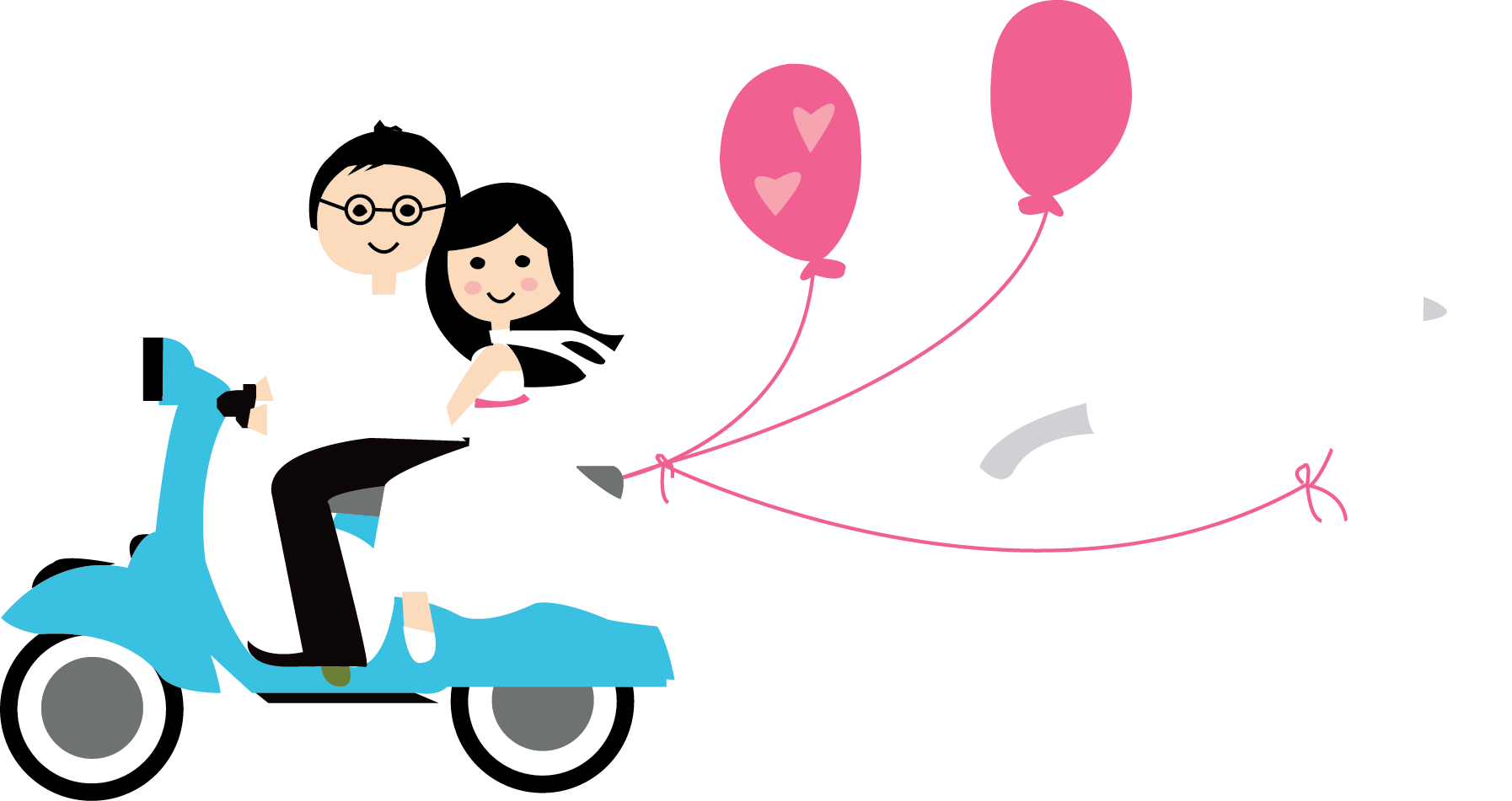 Wedding Vespa Kartun - Just Married Vespa (1794x951), Png Download