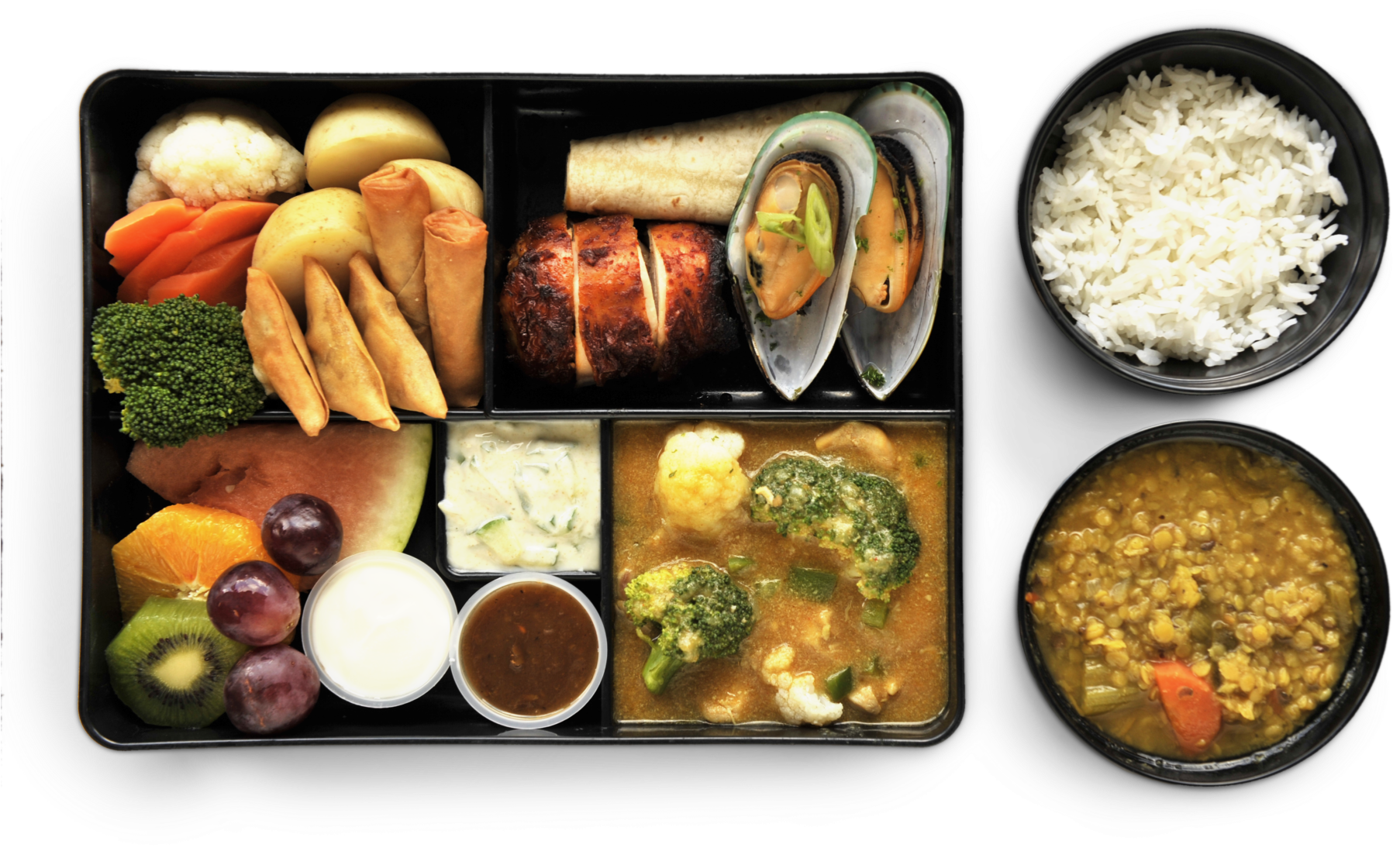 Thali Indian Lunch - Steamed Rice (1920x1278), Png Download