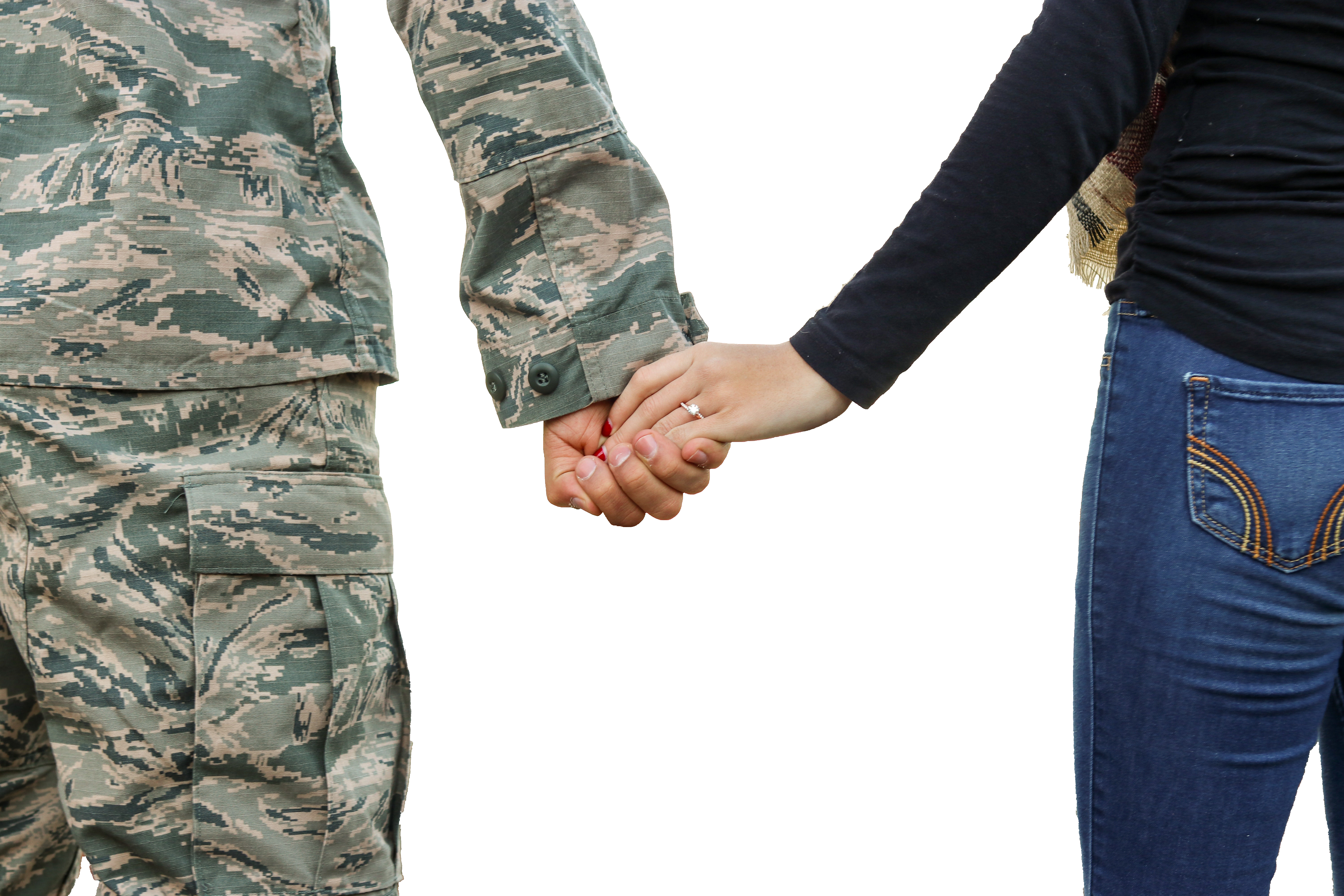 Military Men Holding Wife's Hand (6000x4000), Png Download
