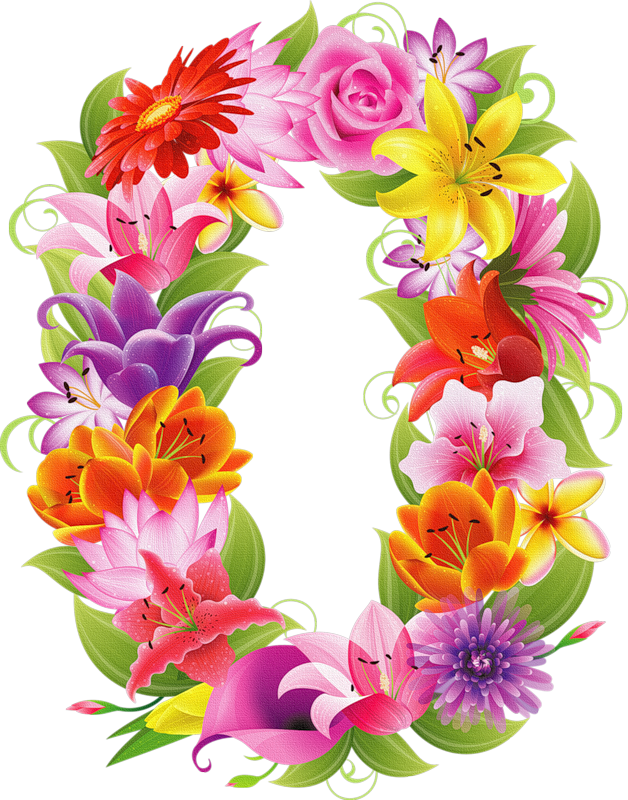 Birthday Clipart Floral - Numeros Con Flores Png (628x800), Png Download