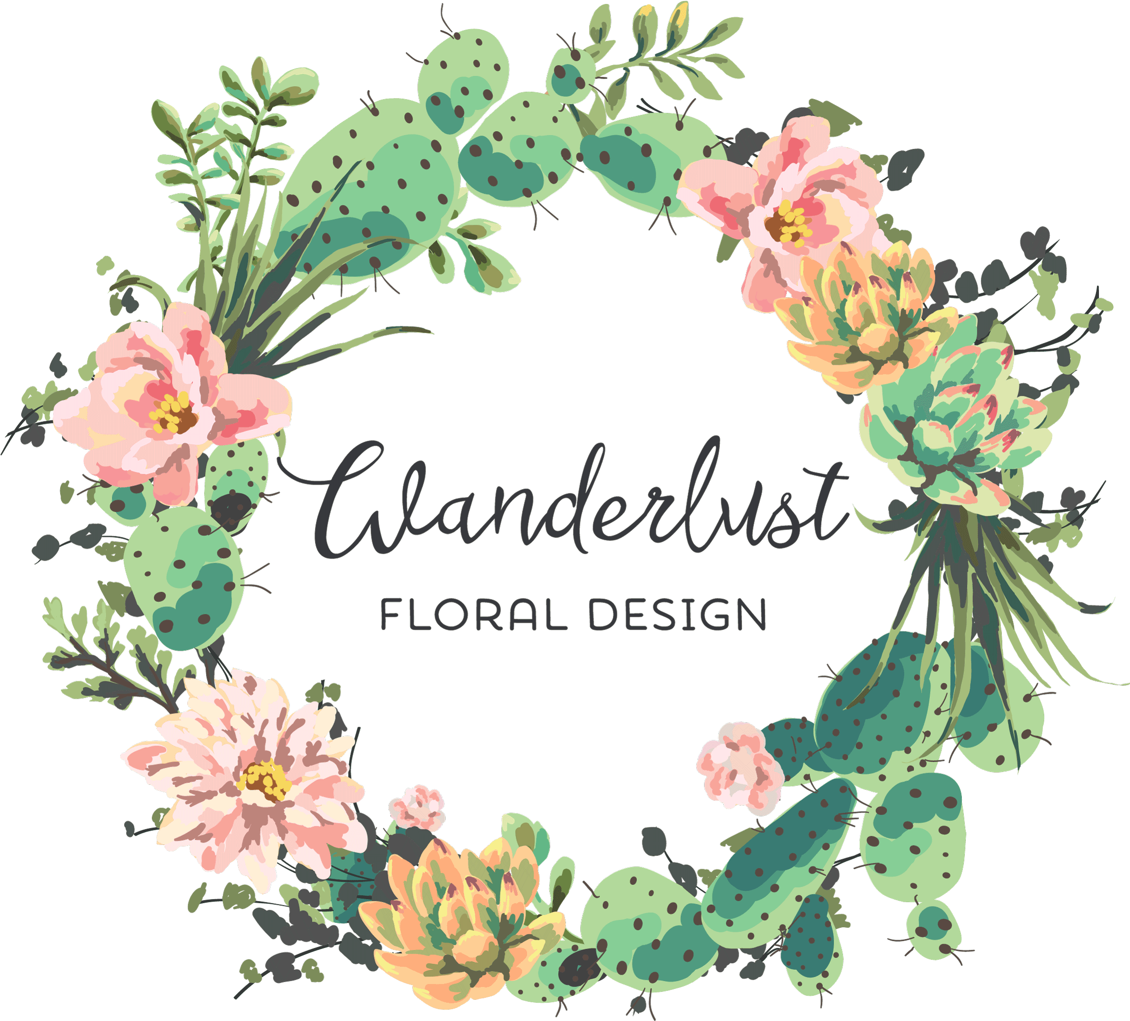 Wanderlust Floral Design - Cactus Wreath Design (2400x2400), Png Download