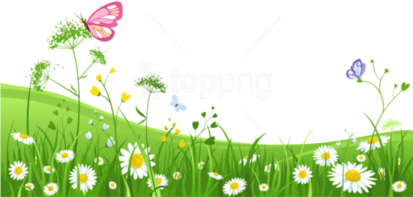 Free Png Grass With Butterfliespicture Png Images Transparent - Green Grass With Flower Background Png (850x457), Png Download