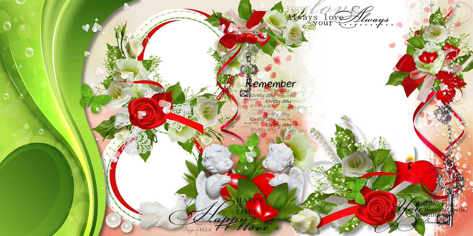 Wedding Love Frame Photoshop Png - Garden Roses (1600x800), Png Download